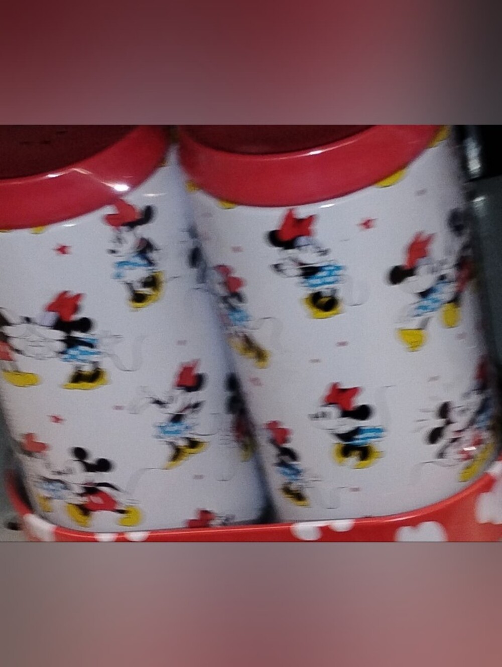 Disney Minnie Mouse White Salt & Pepper Shakers with Red Lids
